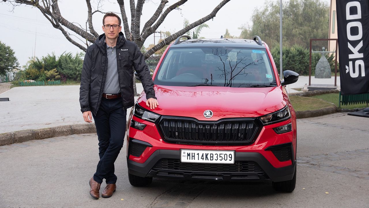 Mr Petr Olc Brand Director KODA AUTO India With KODA KUSHAQ