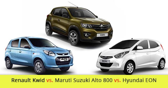 Renault Kwid vs Maruti Suzuki Alto 800 vs Hyundai Eon Comparison