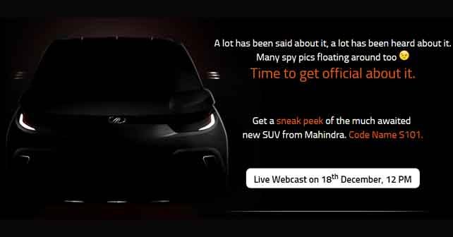 Mahindra Teases Its Upcoming Compact Offering - The S101