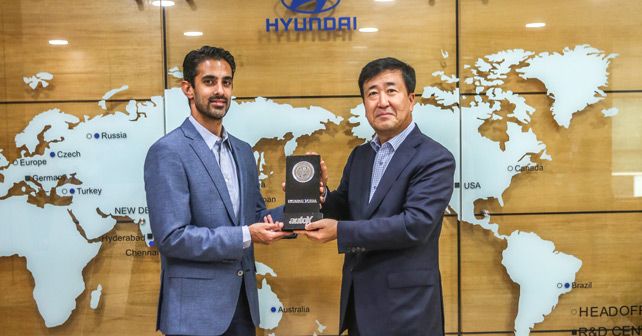 Y.K. Koo, MD & CEO, Hyundai Motor India, accepts the award for the Verna