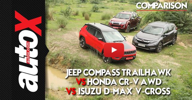 Jeep Compass Trailhawk vs Honda CR-V AWD + Isuzu D-Max V-Cross Comparison Video