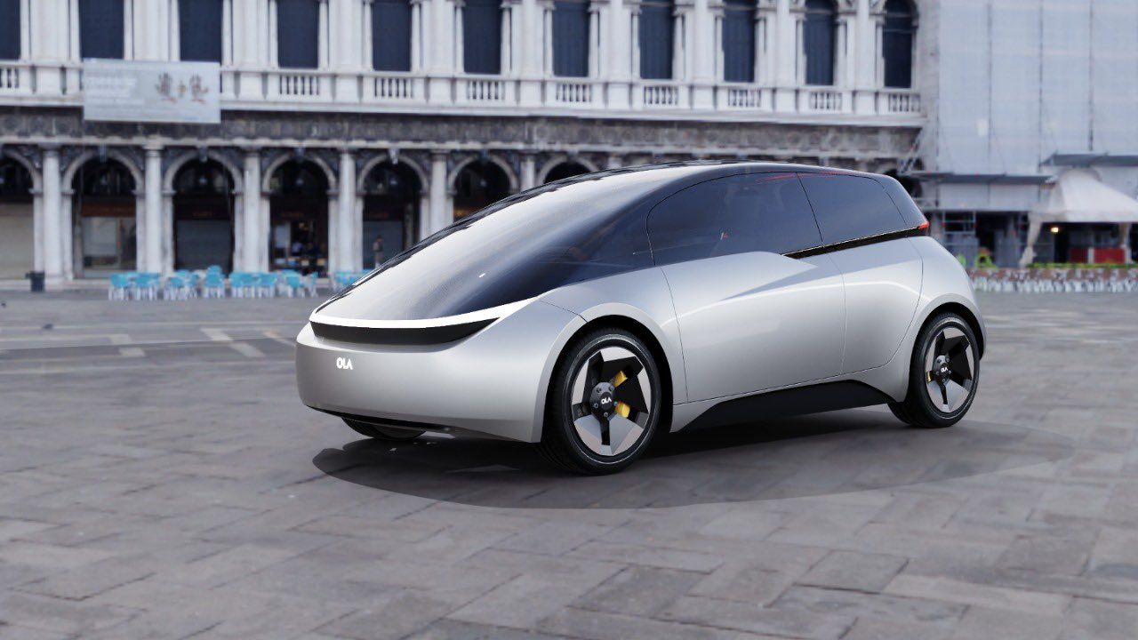 Ola Electric Car Concept Design Teaser Front Three Quarter