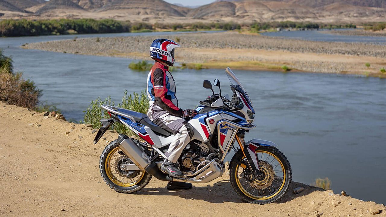 Honda Africa Twin Right Side View With Driver