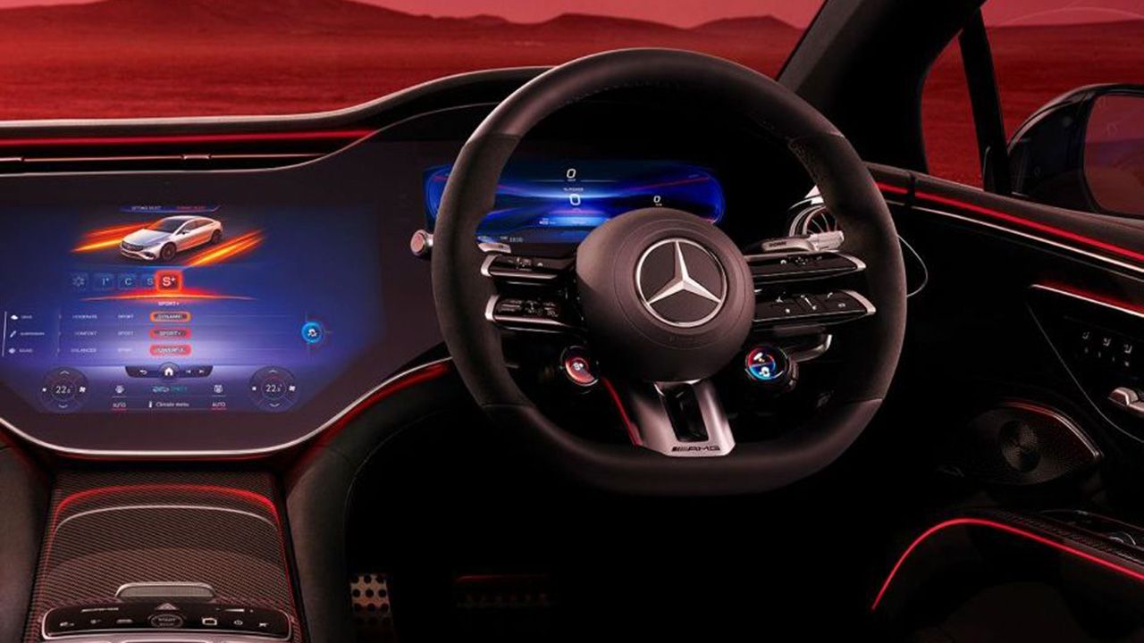 Mercedes Benz AMG EQS Steering Close Up