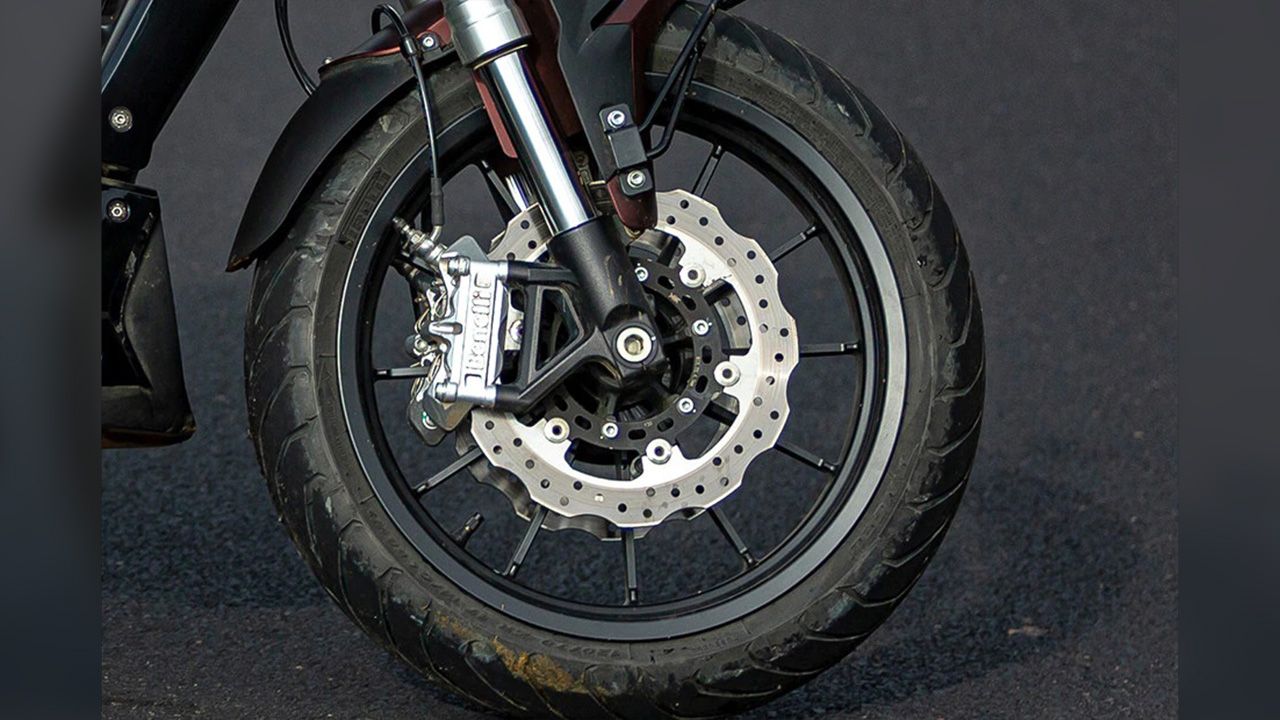 Benelli 502C Front Tyre View