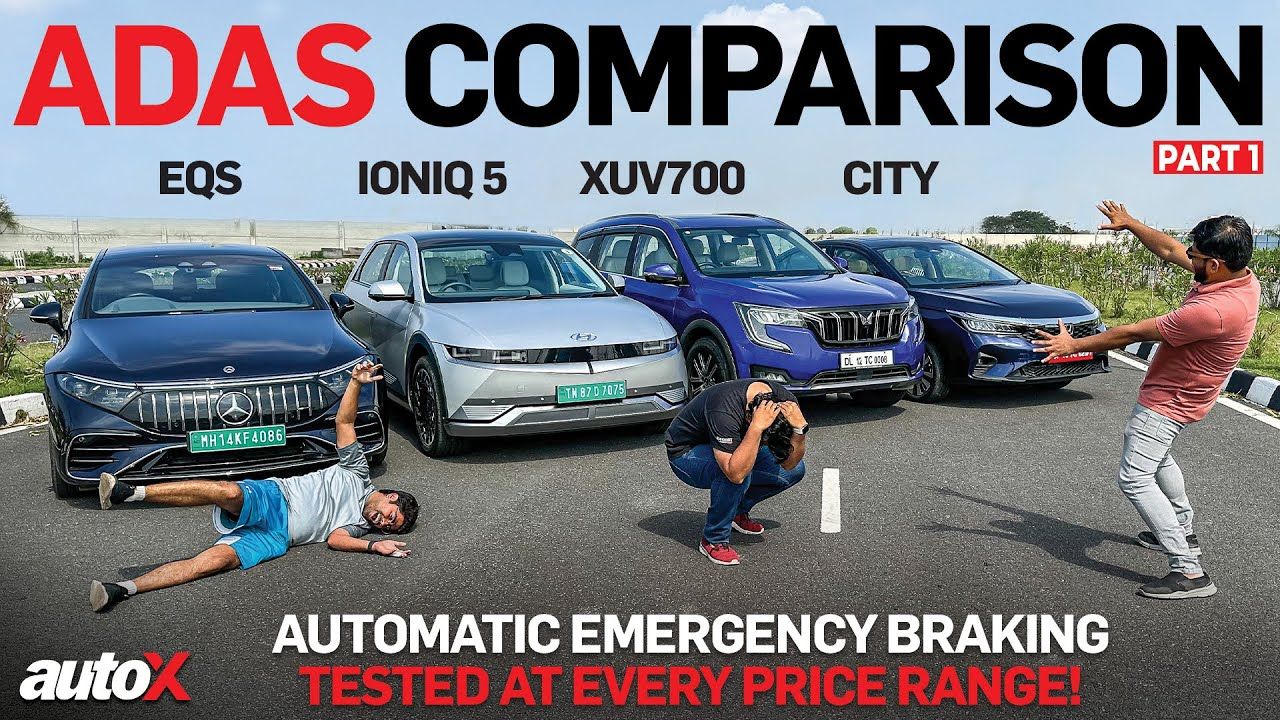 XUV700 Vs City Vs Ioniq 5 Vs EQS ADAS Comparison 2023 Automatic Emergency Braking Tested AutoX