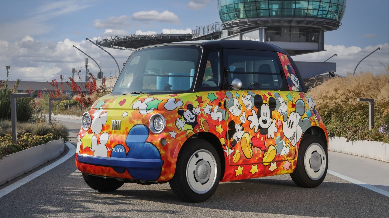 - Mouse-themed Mickey Mark EVs autoX Fiat 100th Topolino Anniversary Disney\'s
