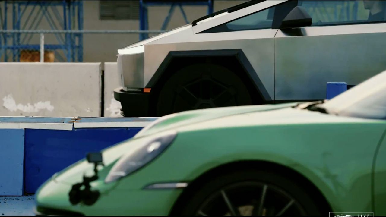 Watch: Tesla Cybertruck Beats Porsche 911 in Drag Race While Towing a 911!