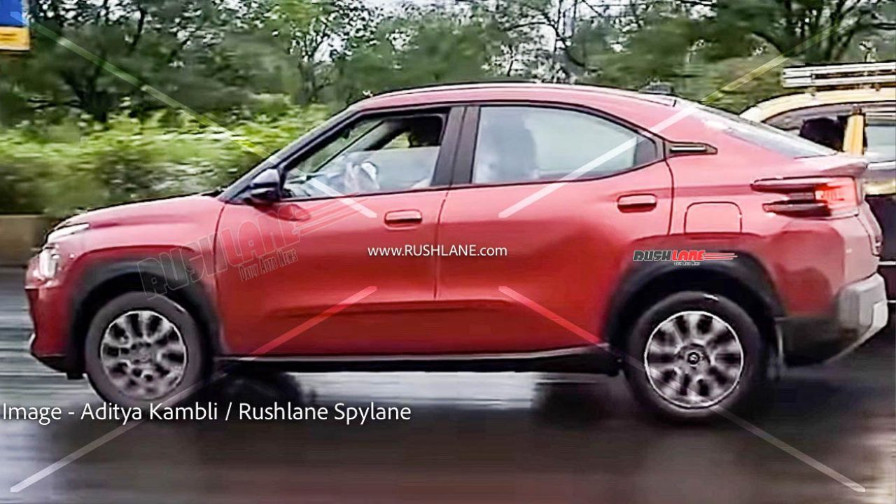 Production-spec Citroen Basalt Coupe SUV Spotted Testing in Striking Red Colour Ahead of India Launch
