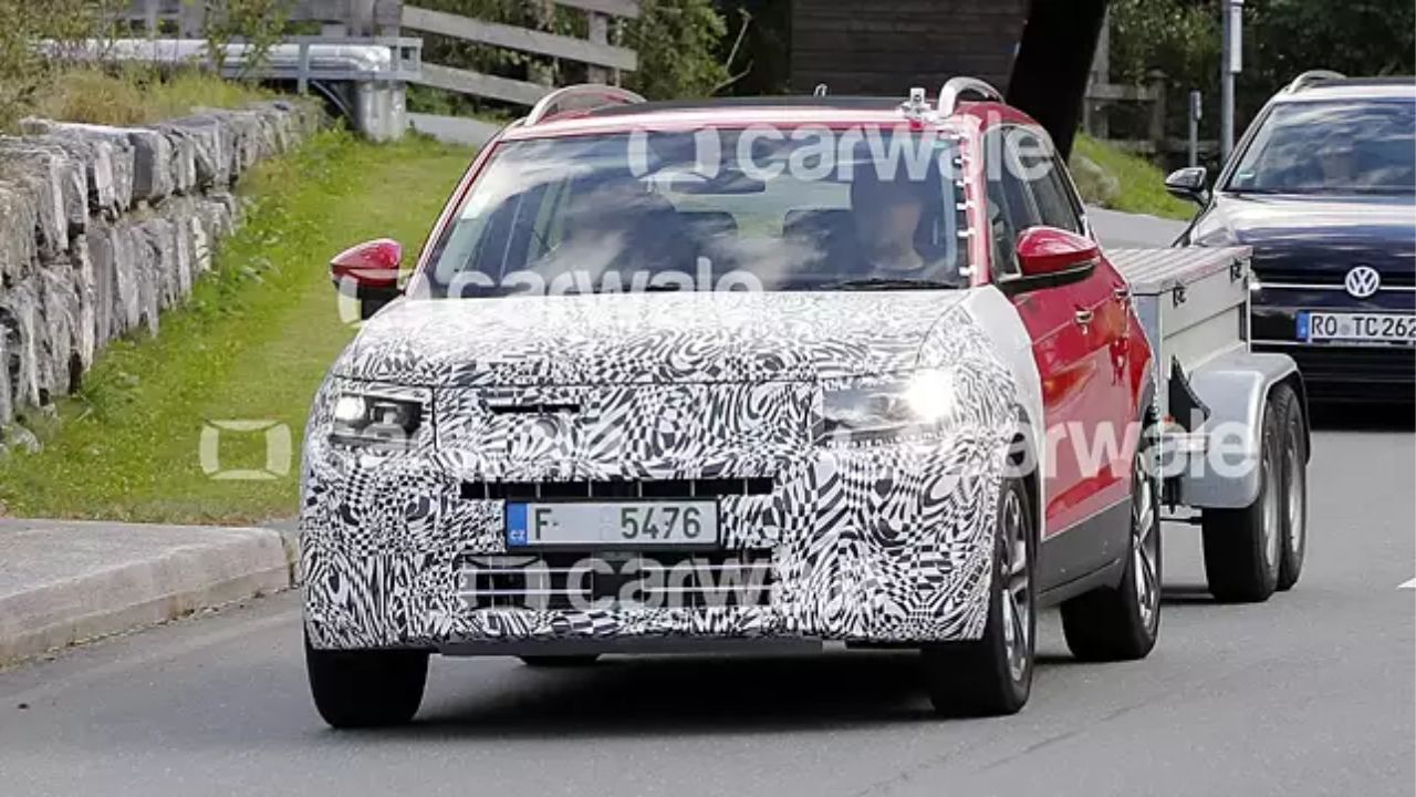 Front View of Skoda Kushaq Facelift Spied Testing