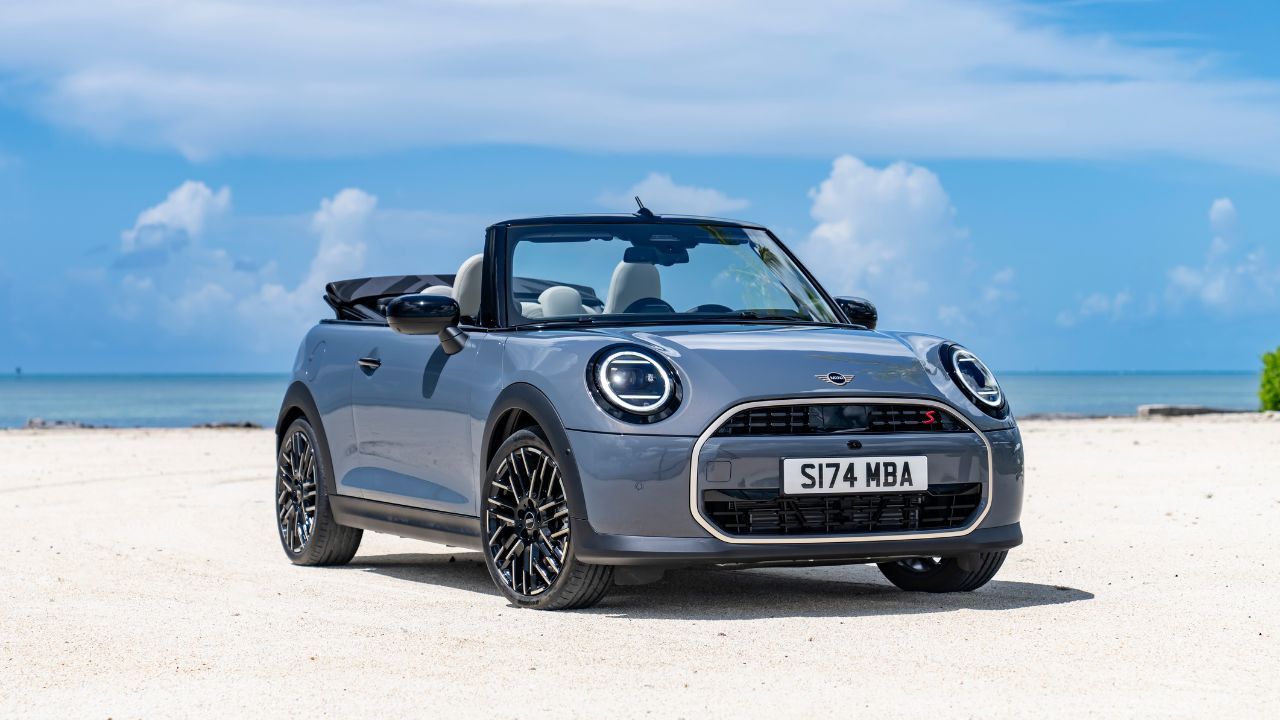 New Mini Cooper Convertible on a beach